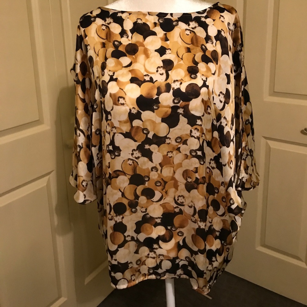 ELLEN TRACEY VARIEGATED YELLOW AND BLACK TOP